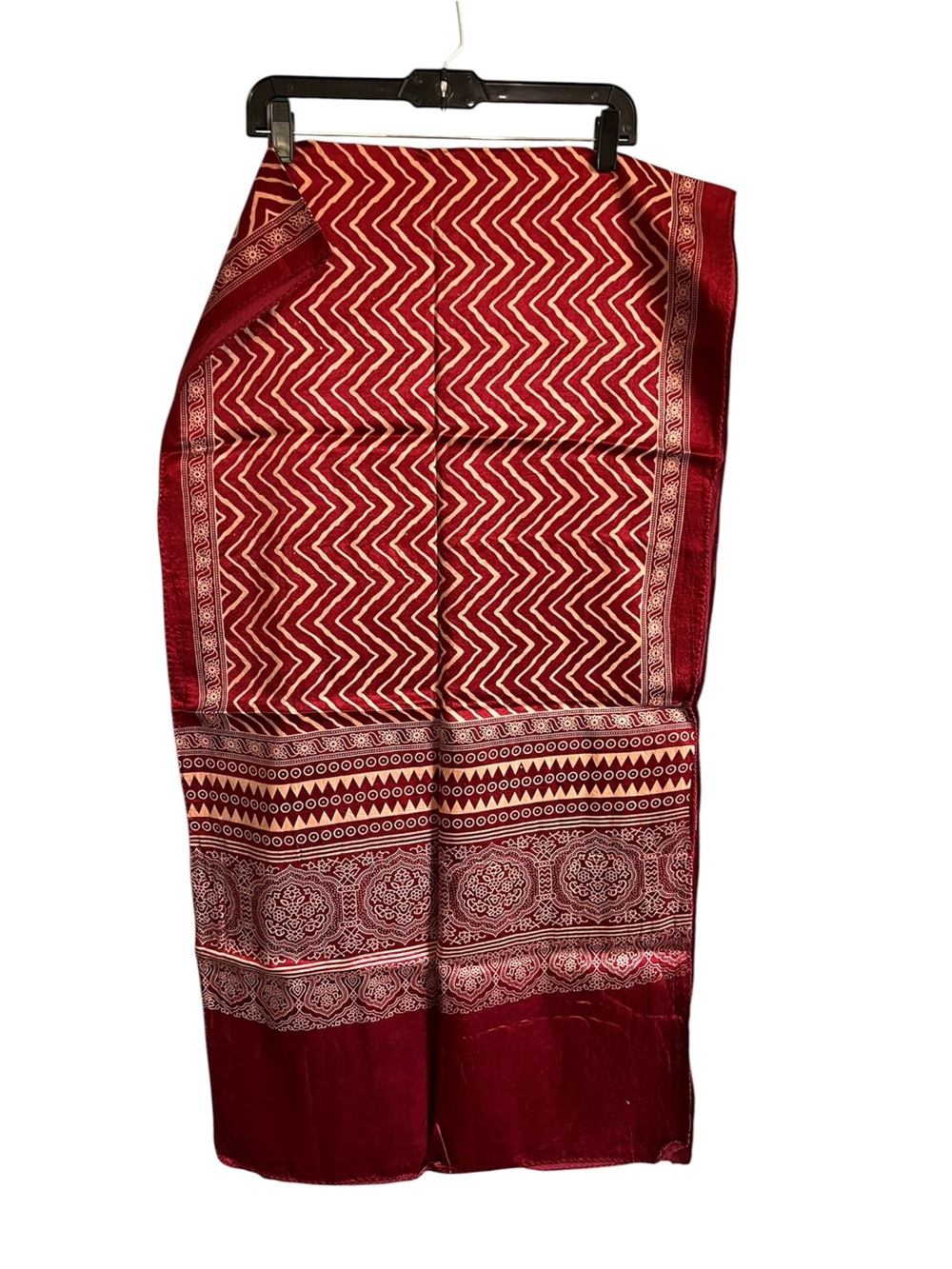 Handcrafted Ajrakh Modal Silk Maroon Scarf/Stole
